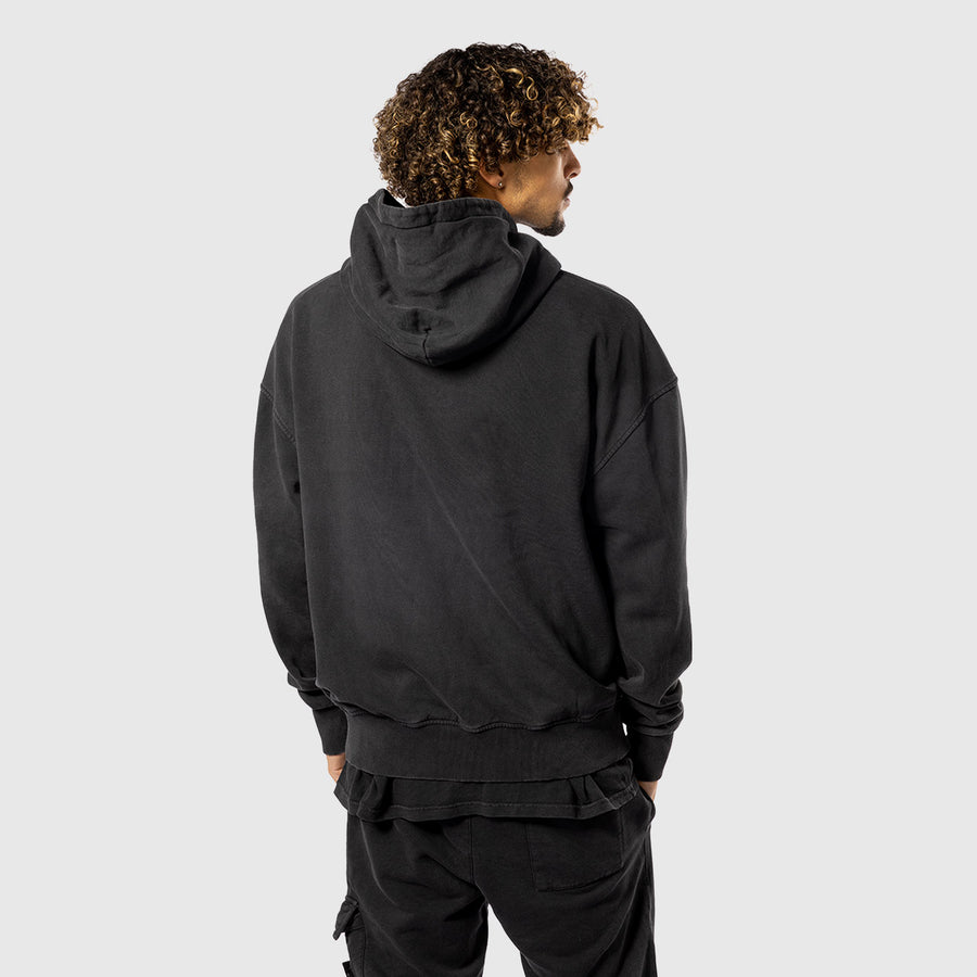 Stone Washed Oversized Hoodie - Black