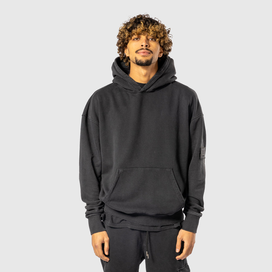 Stone Washed Oversized Hoodie - Black