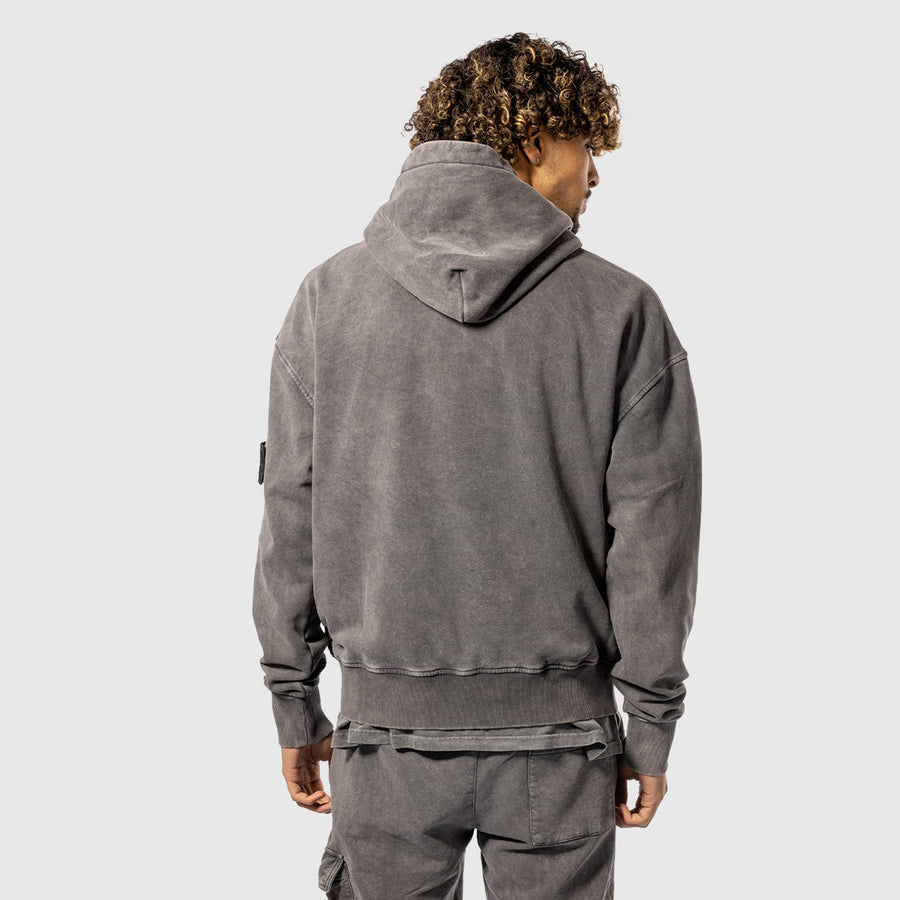 Stone Washed Oversized Hoodie - Gray